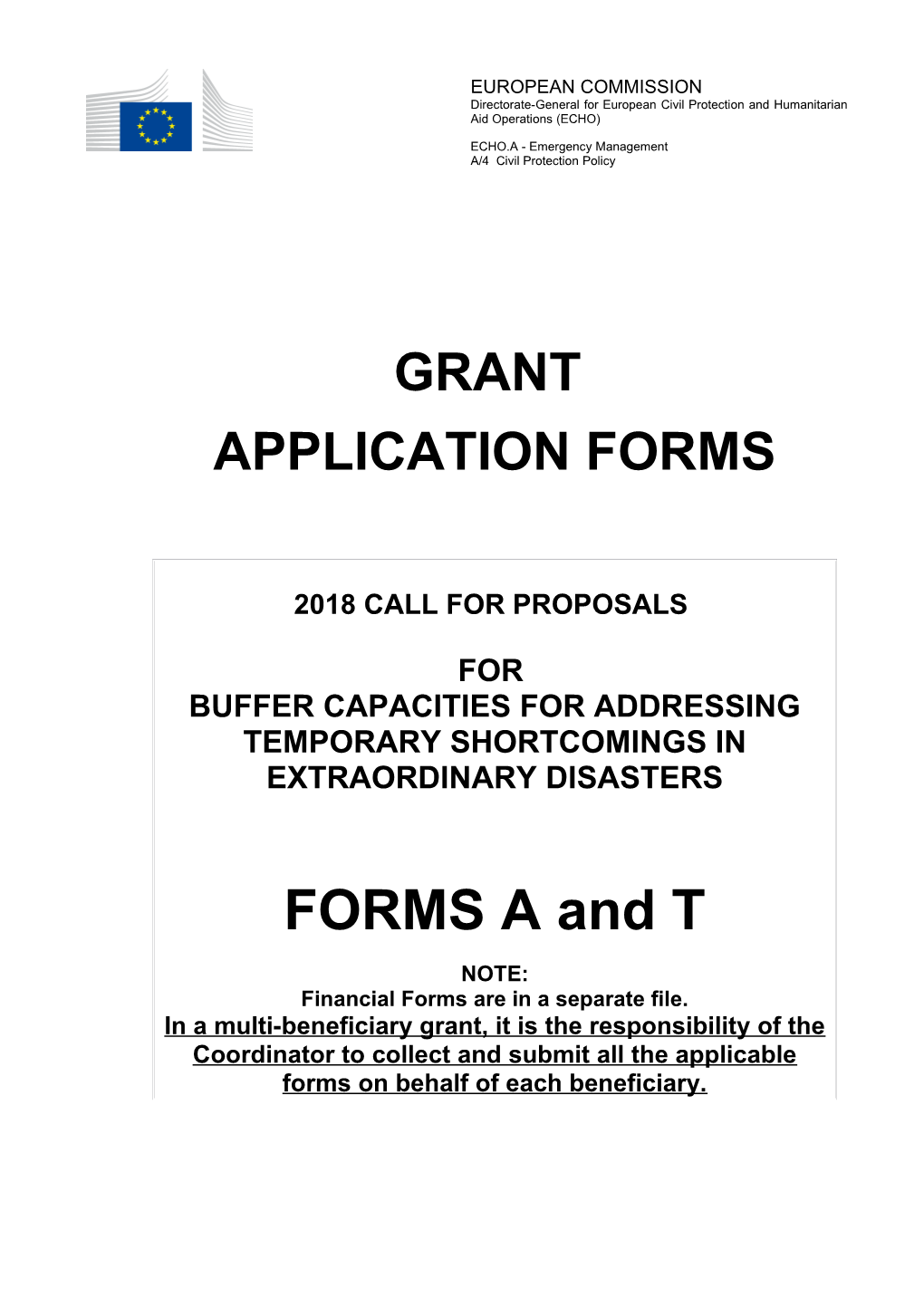 LIFE-Nature 2005 Application Forms, Sections A-C