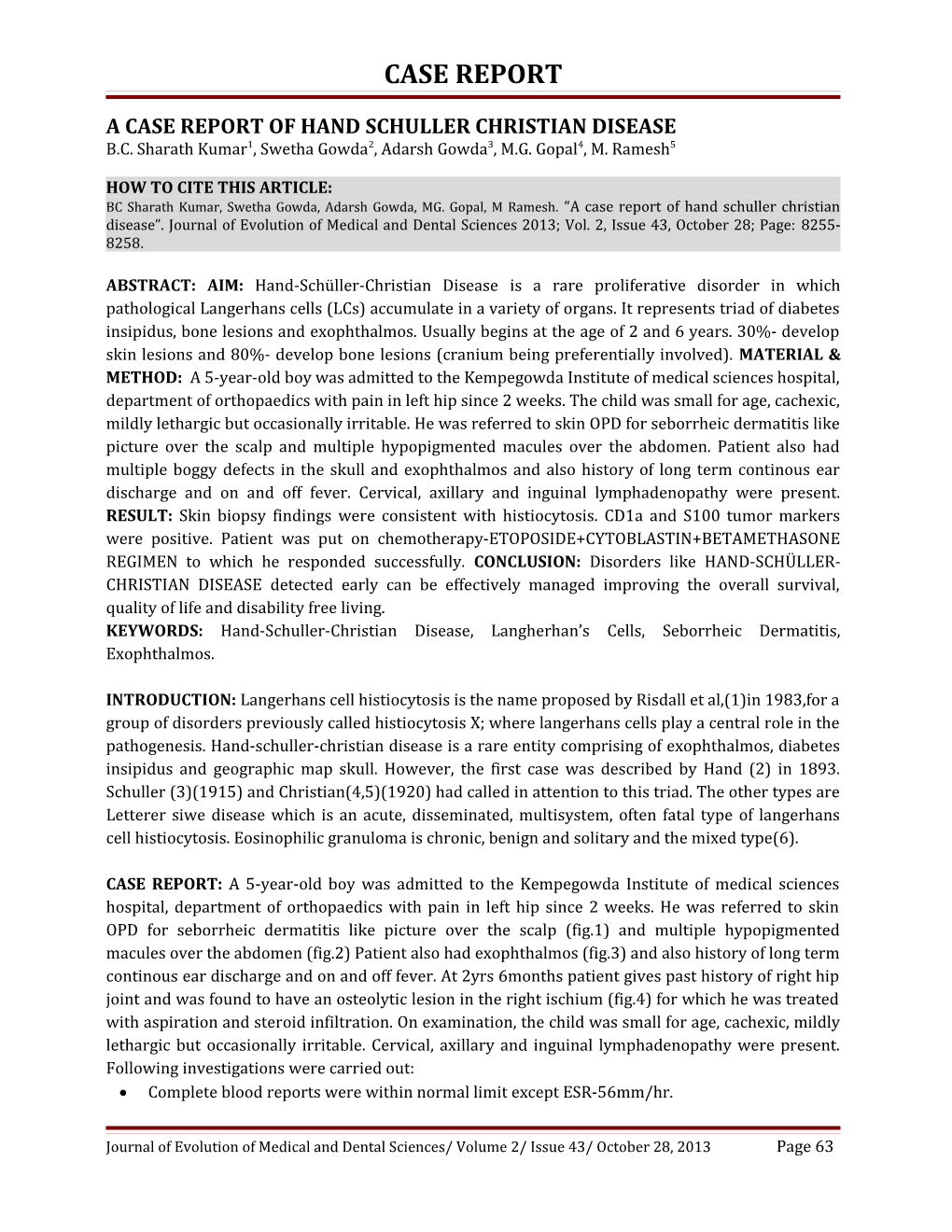 A Case Report of Hand Schuller Christian Disease