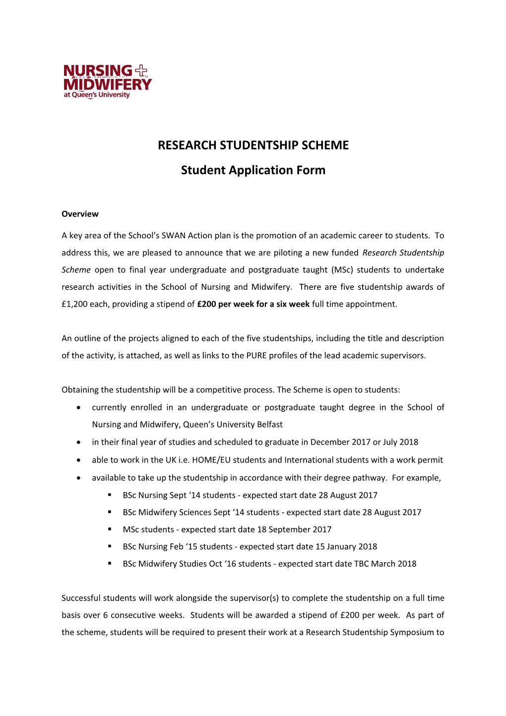 Research Studentship Scheme