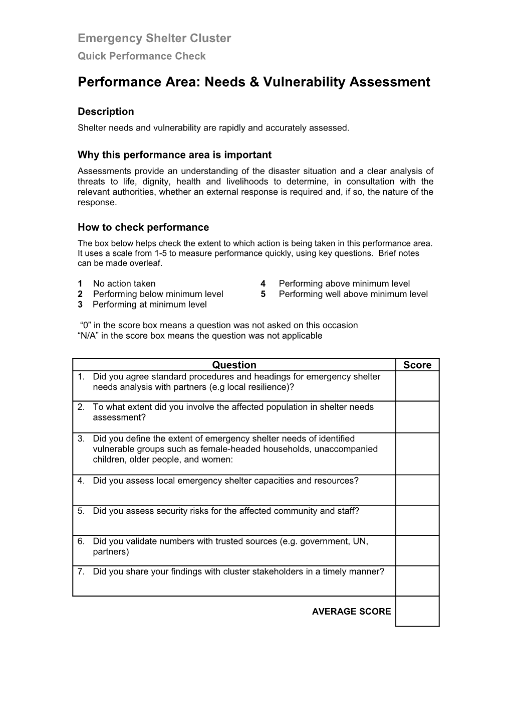 Cluster Performance Eval Form 091126 Needs Assessment