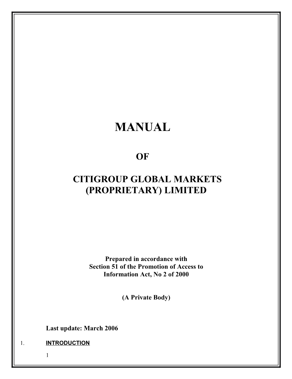 Citigroup Manual