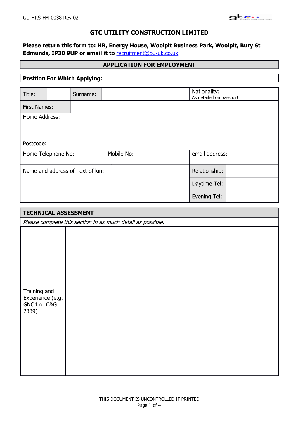 Application for Employment Ops GU-HRS-FM-0038