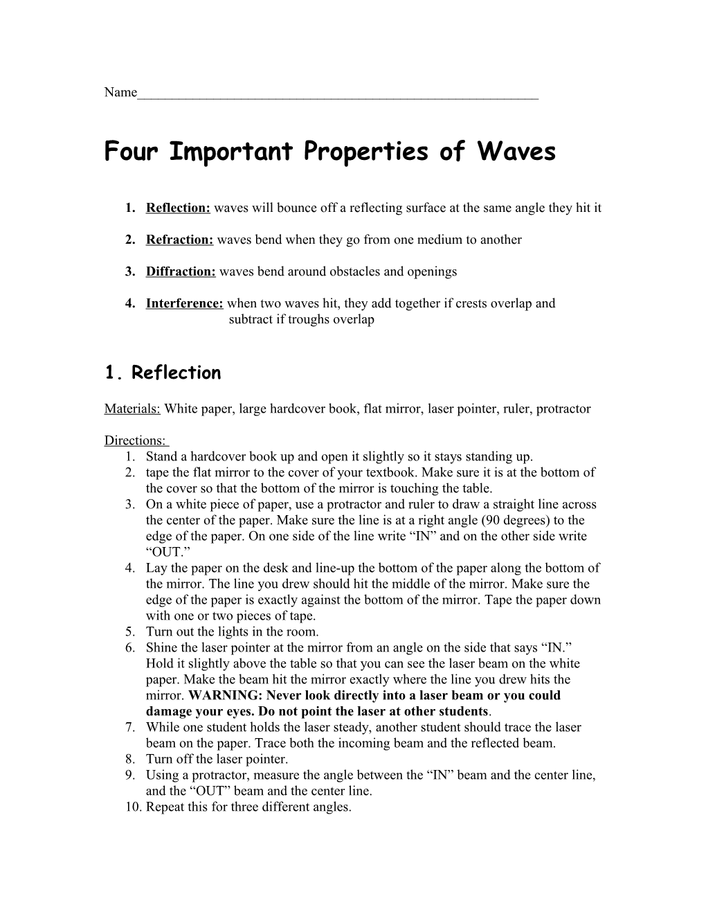 Four Important Properties of Waves