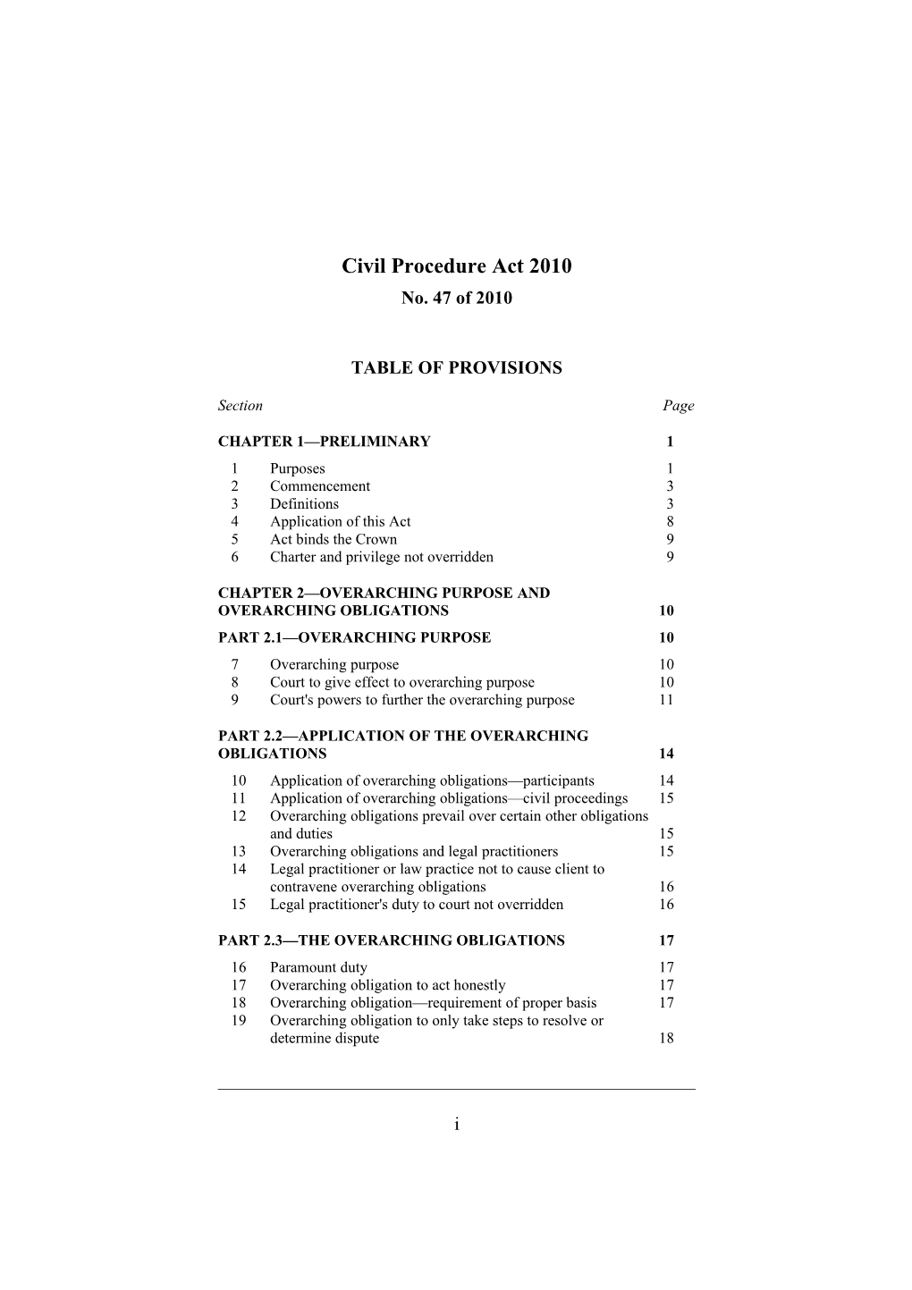 Civil Procedure Act 2010