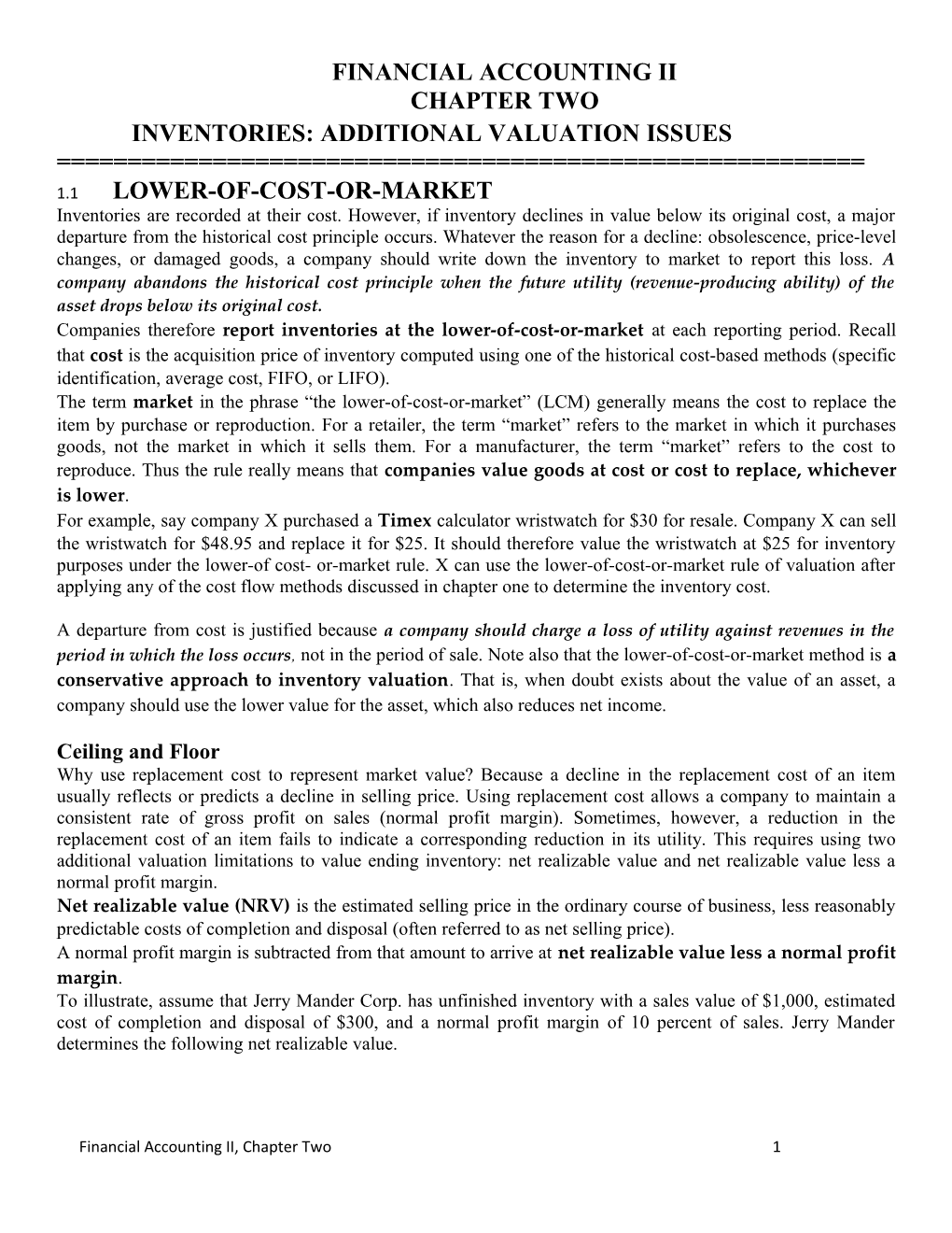 Inventories: Additional Valuation Issues s1