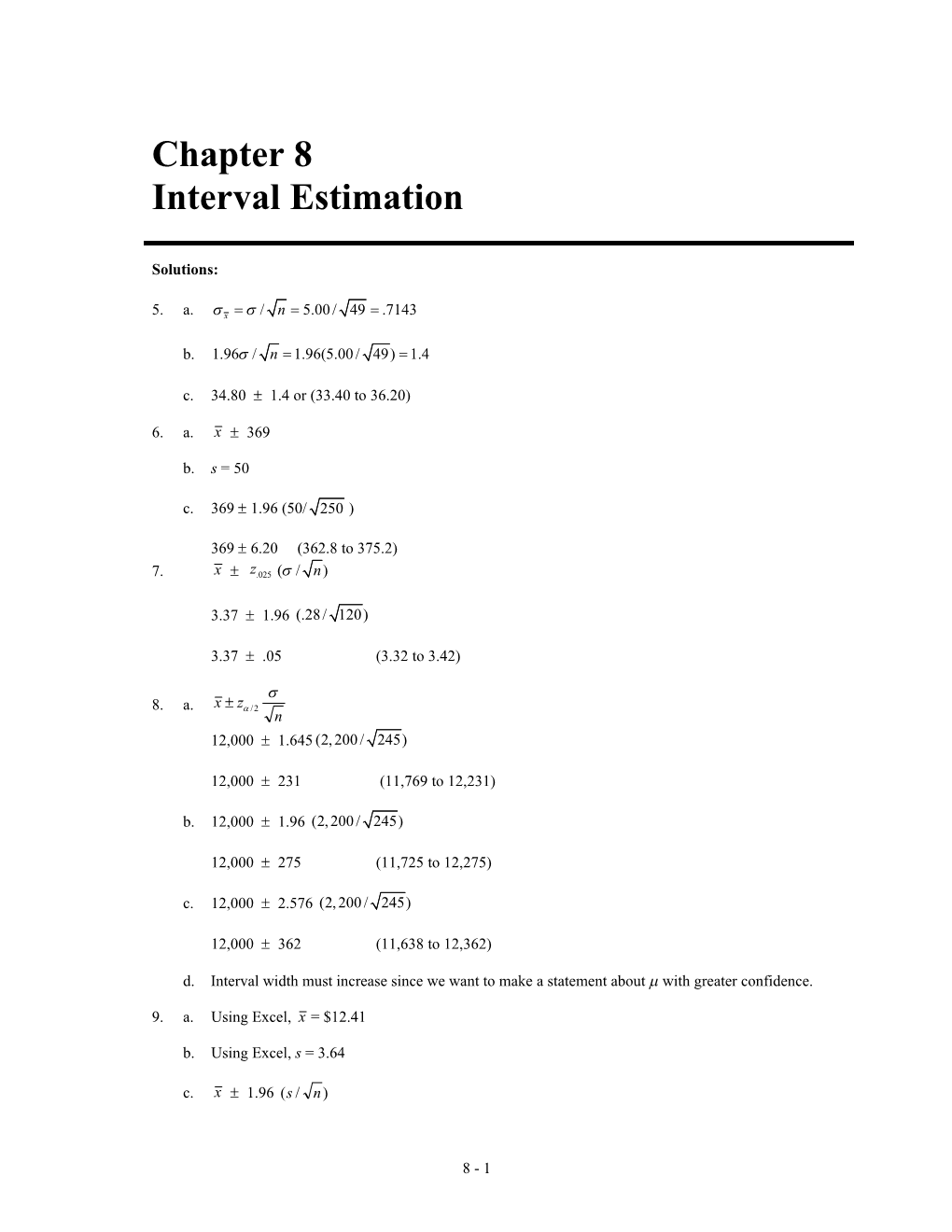 Interval Estimation