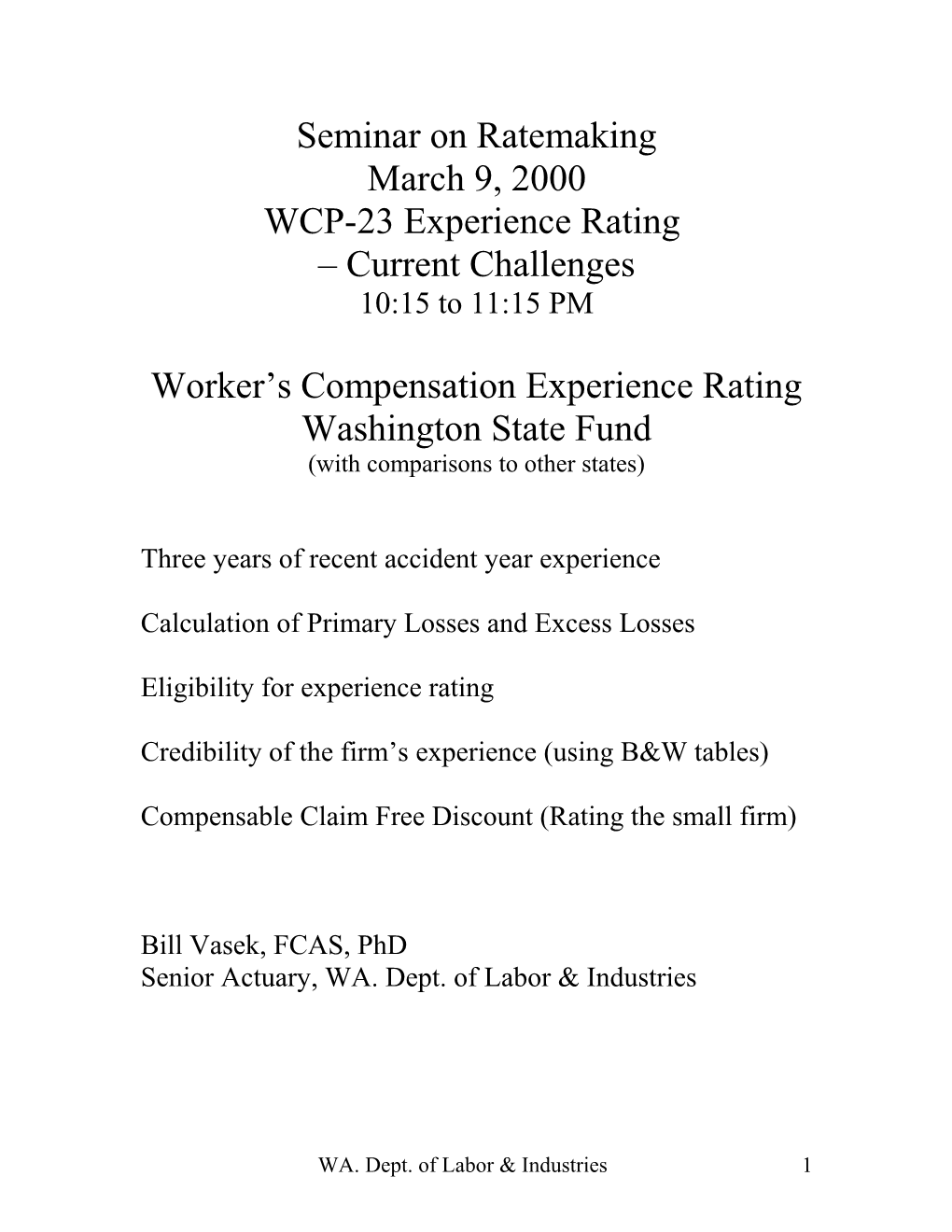 Worker S Compensation Experience Rating