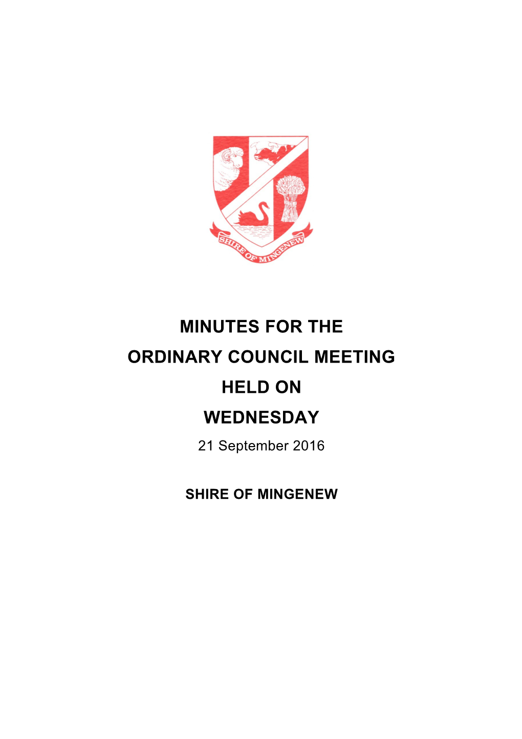 MINGENEW SHIRE COUNCIL ORDINARY MEETING MINUTES 21 September 2016