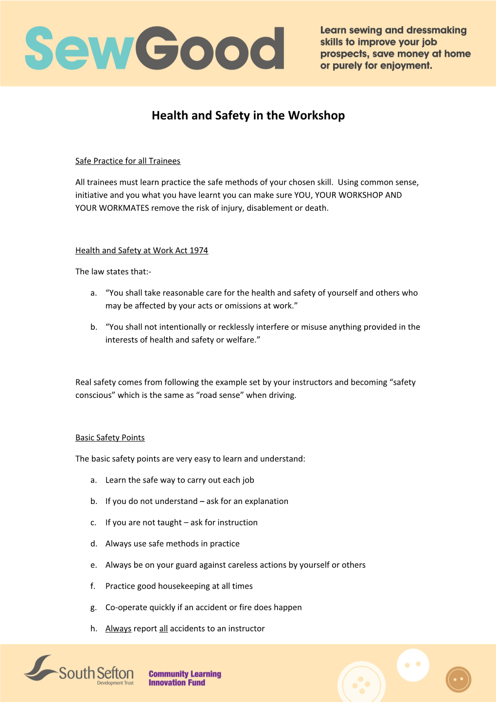 Health and Safety in the Workshop