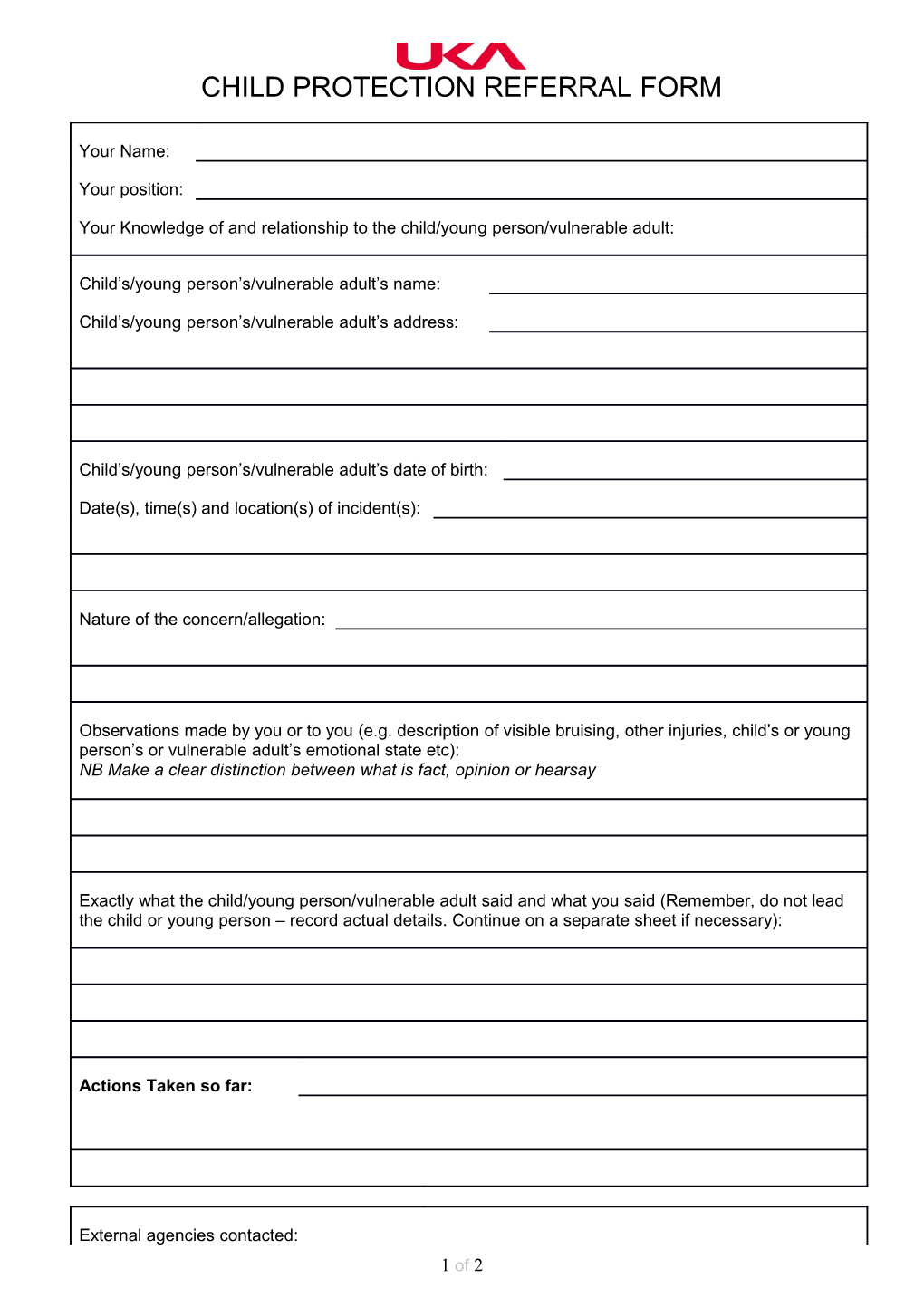 Child Protection Referral Form