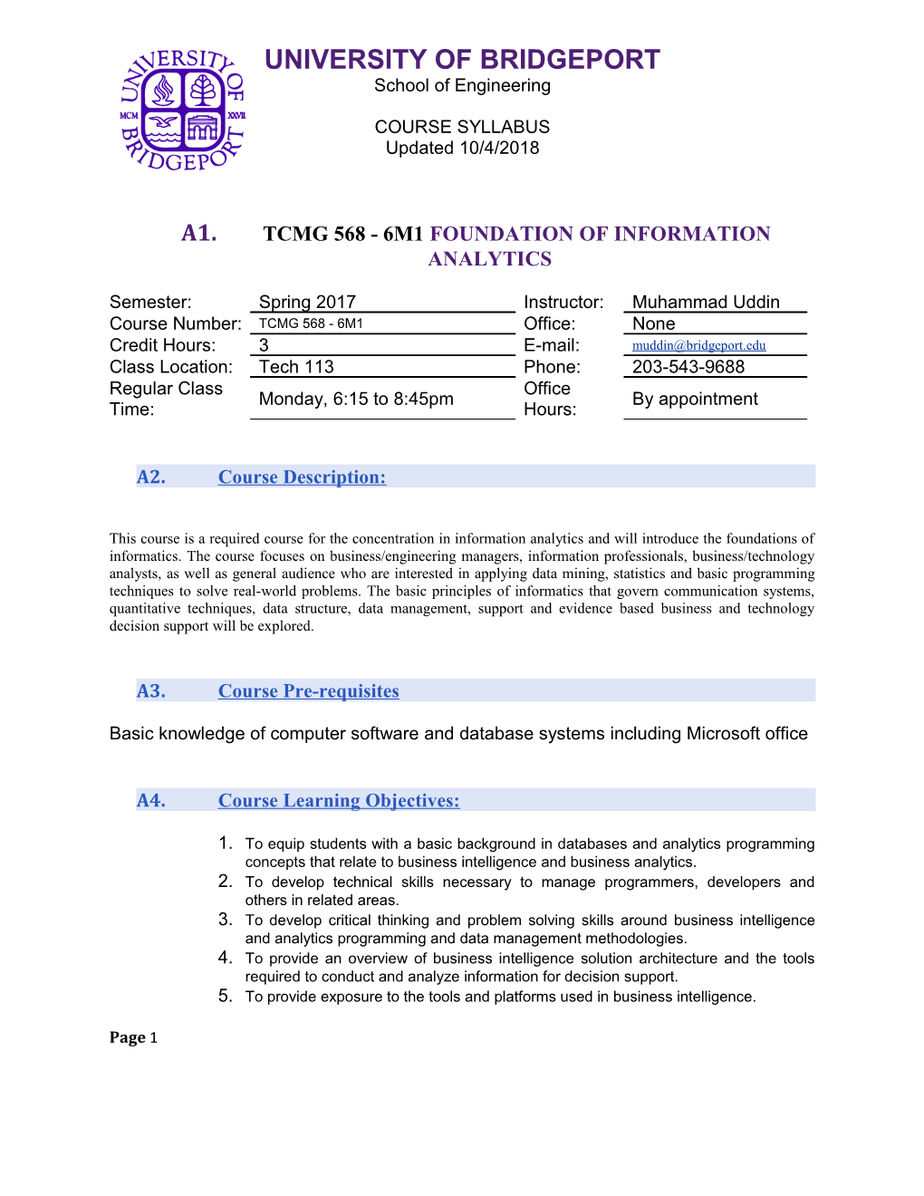 Tcmg 568 - 6M1 Foundation of Information Analytics