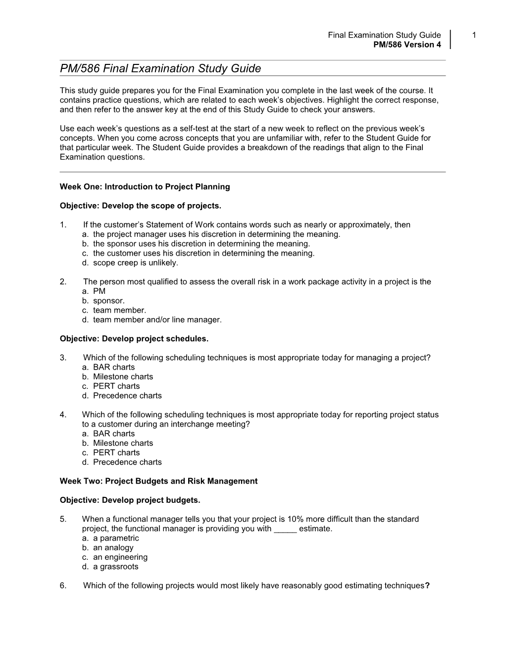 Final Examination Study Guide Template