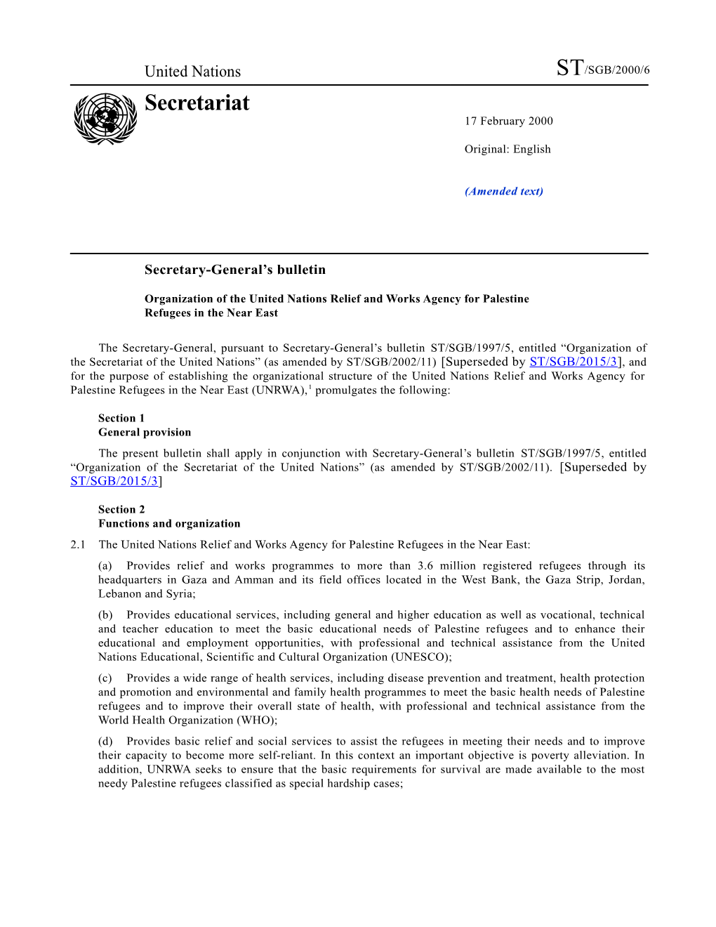 Secretary-General S Bulletin