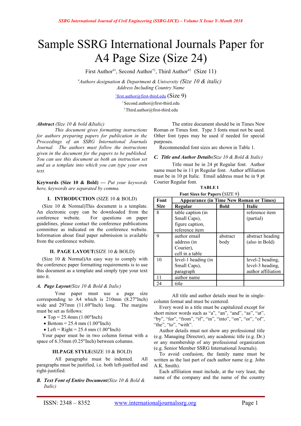 SSRG International Journal of Civil Engineering (SSRG-IJCE) Volume X Issue Y Month 2018