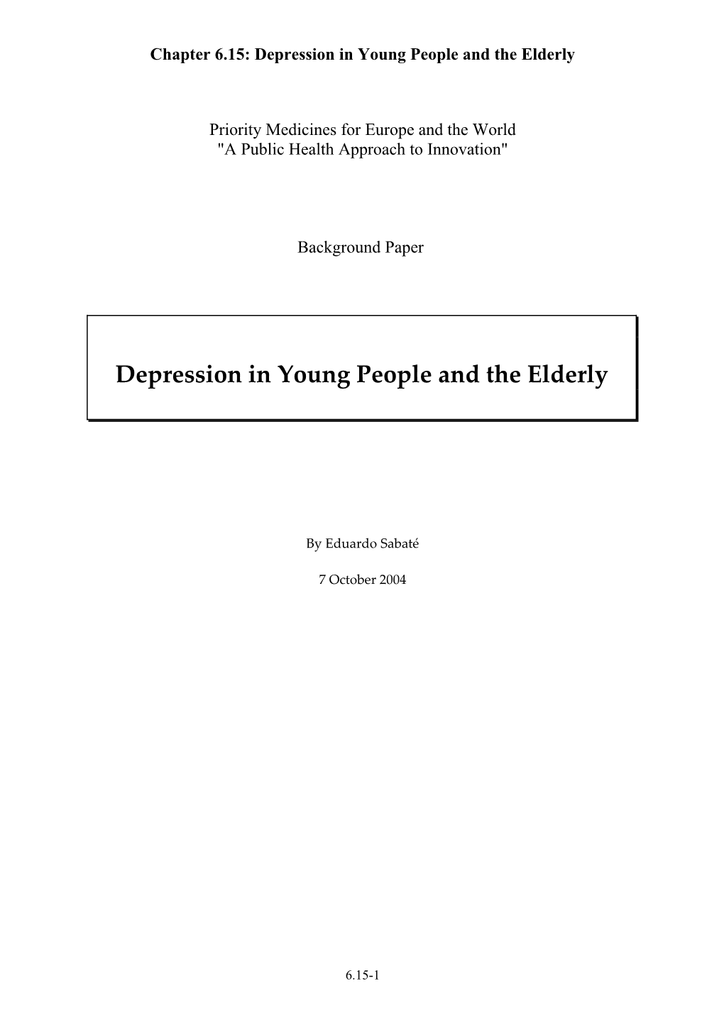 Depression in the Youth and Adolescent