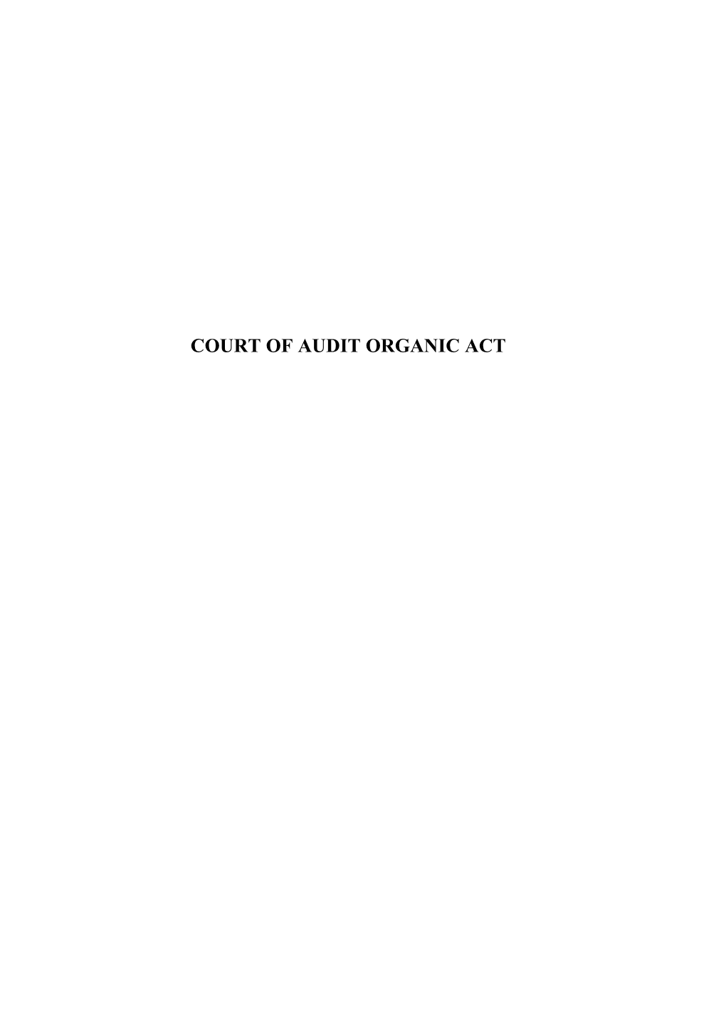 Court of Audit Organic Act