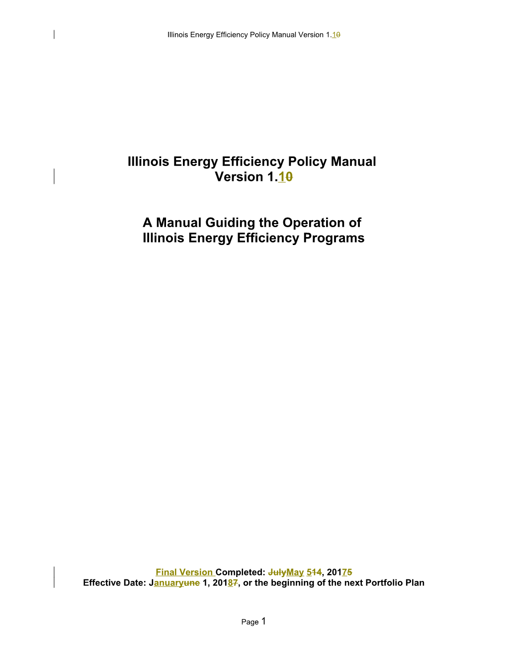 Illinois Energy Efficiency Policy Manual