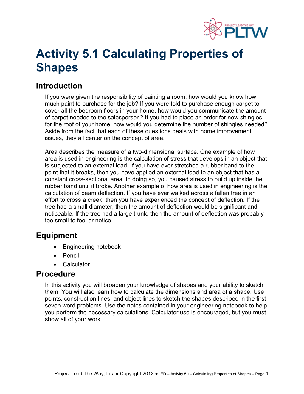 Activity 5.1 Calculating Properties of Shapes