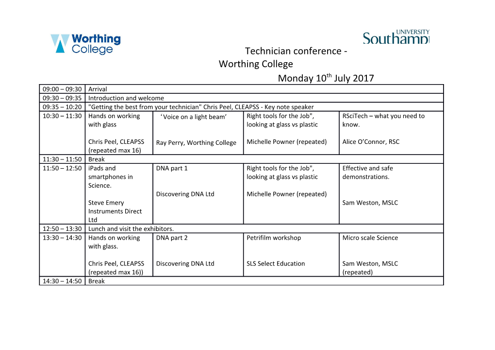 Technician Conference - Worthing College