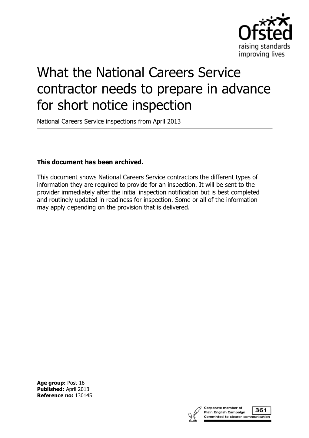 What the National Careers Service Contractor Needs to Prepare in Advance for Short Notice