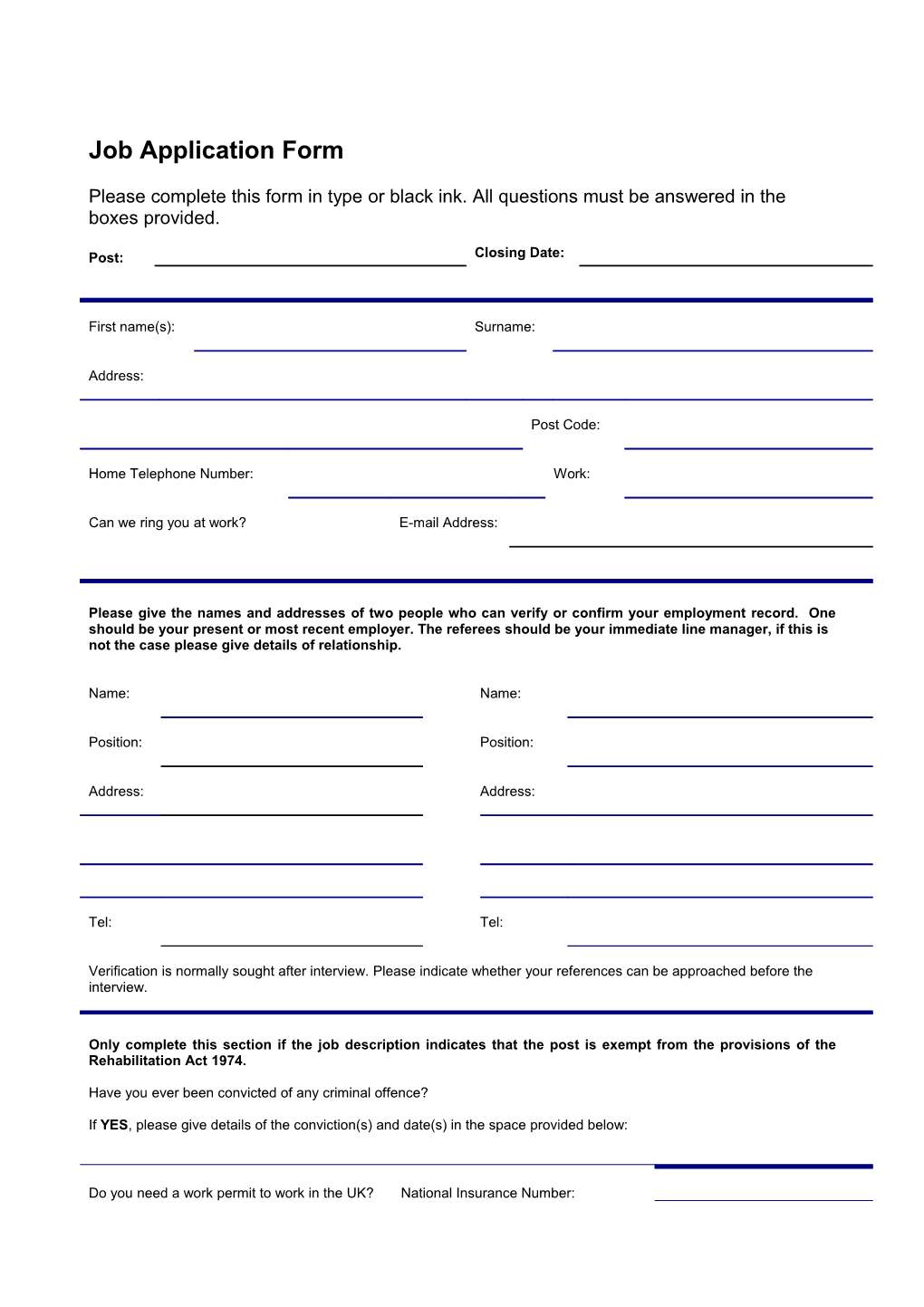 Job Application Form s22