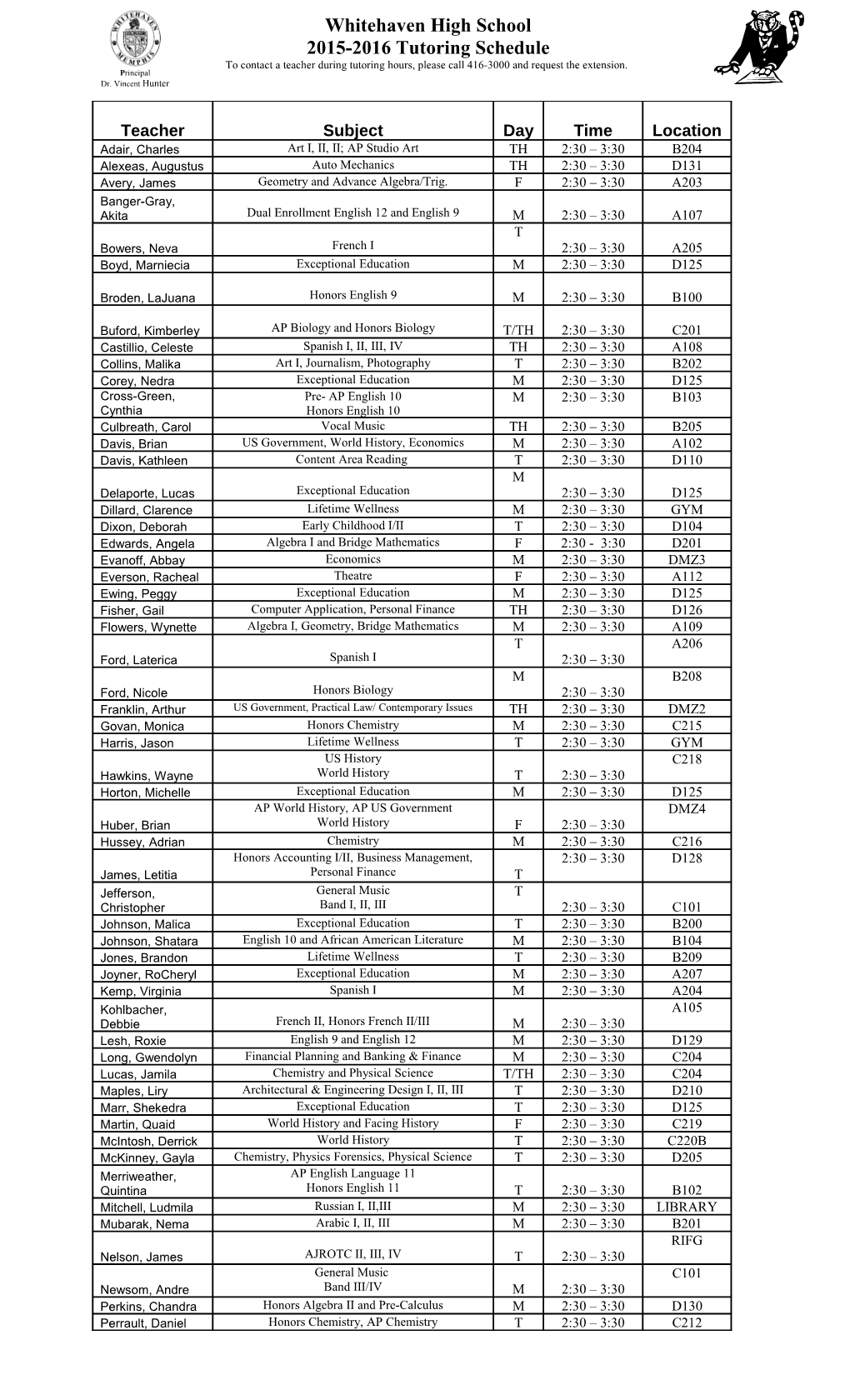 *There Is No Tutoring Taking Place on Wednesday Due to Teacher S Faculty Meeting