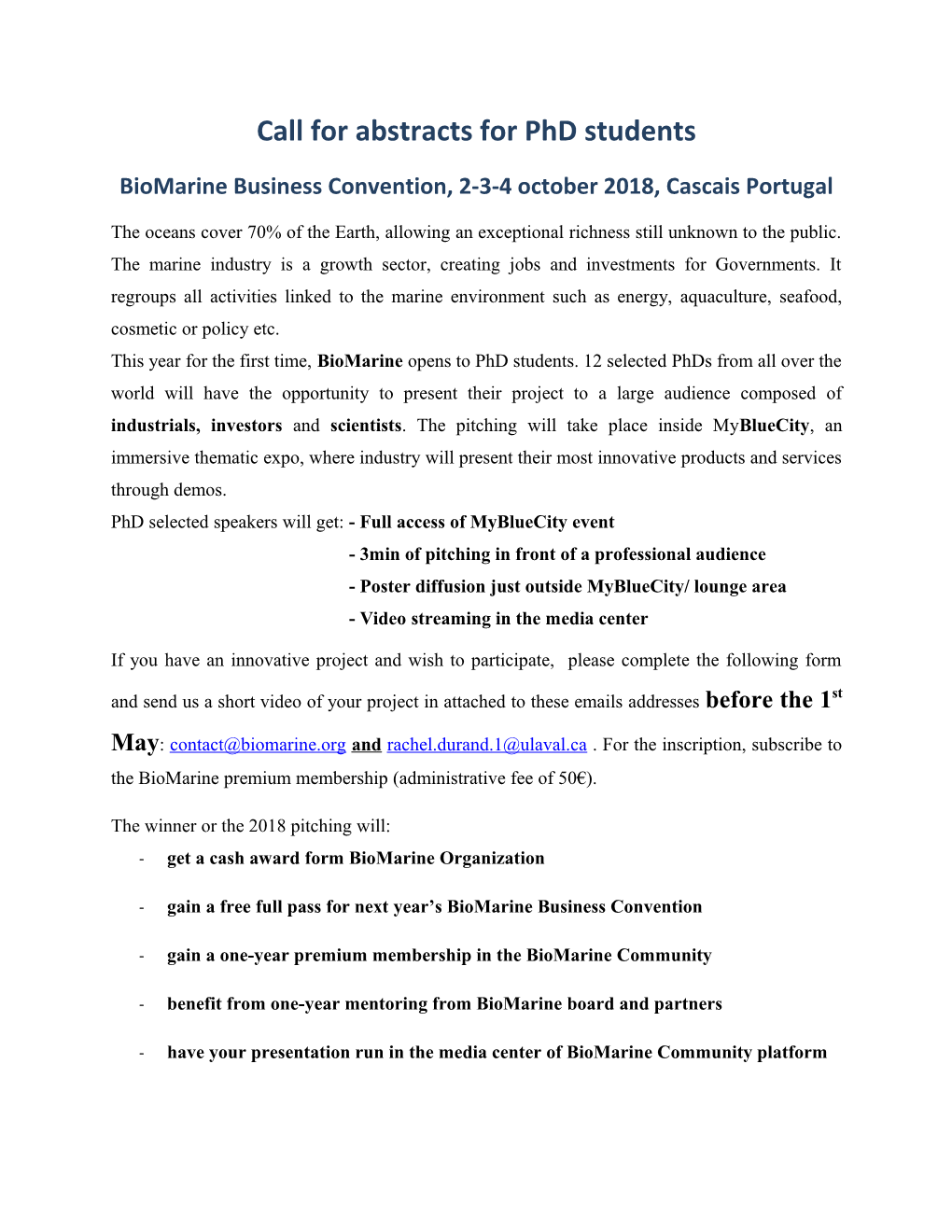 Call for Abstracts for Phd Students