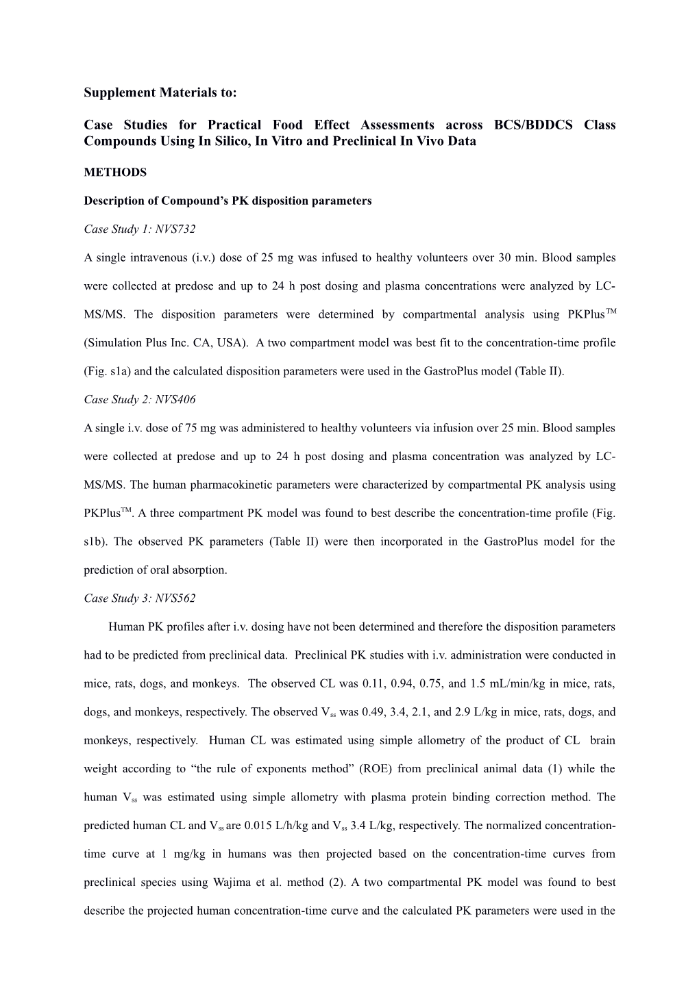 Description of Compound S PK Disposition Parameters