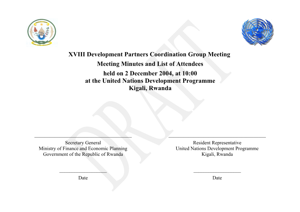 Minutes of Development Partners Coordination Group Meeting