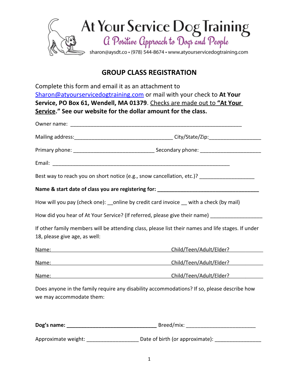 Group Class Registration