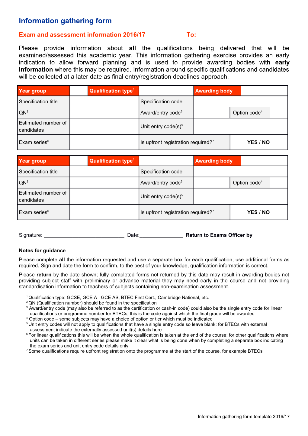 Informationgathering Form