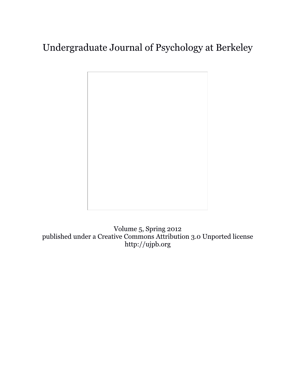 Undergraduate Journal of Psychology at Berkeley