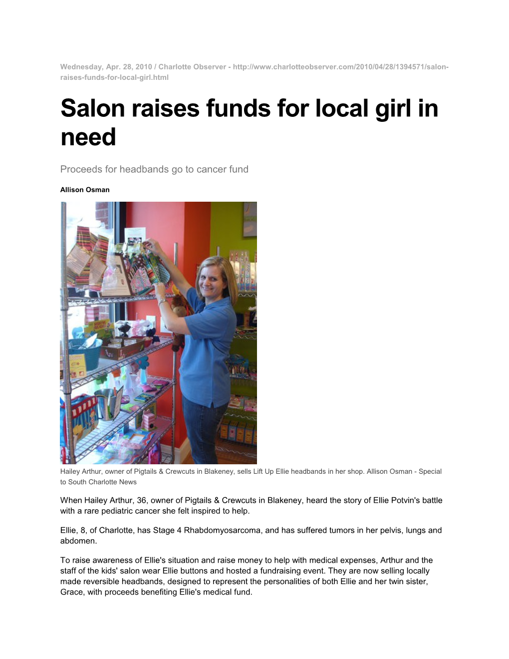 Salon Raises Funds for Local Girl in Need