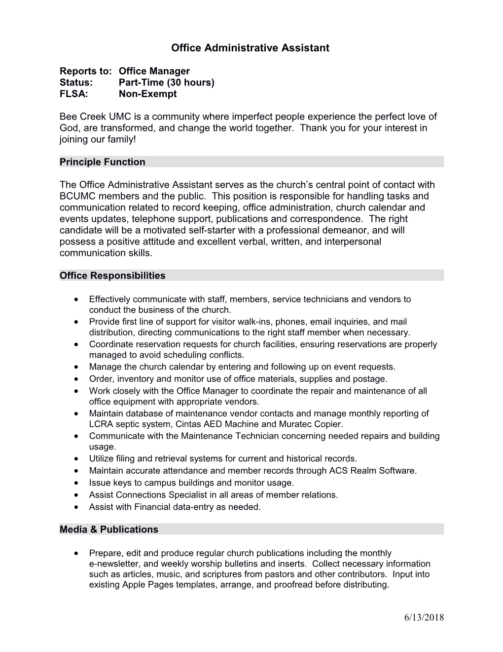 Administrative Assistant Job Description