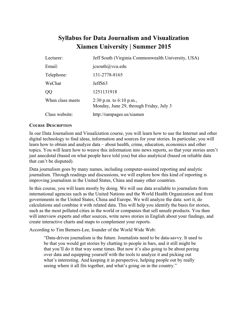 Syllabus for MASC 644 CAR