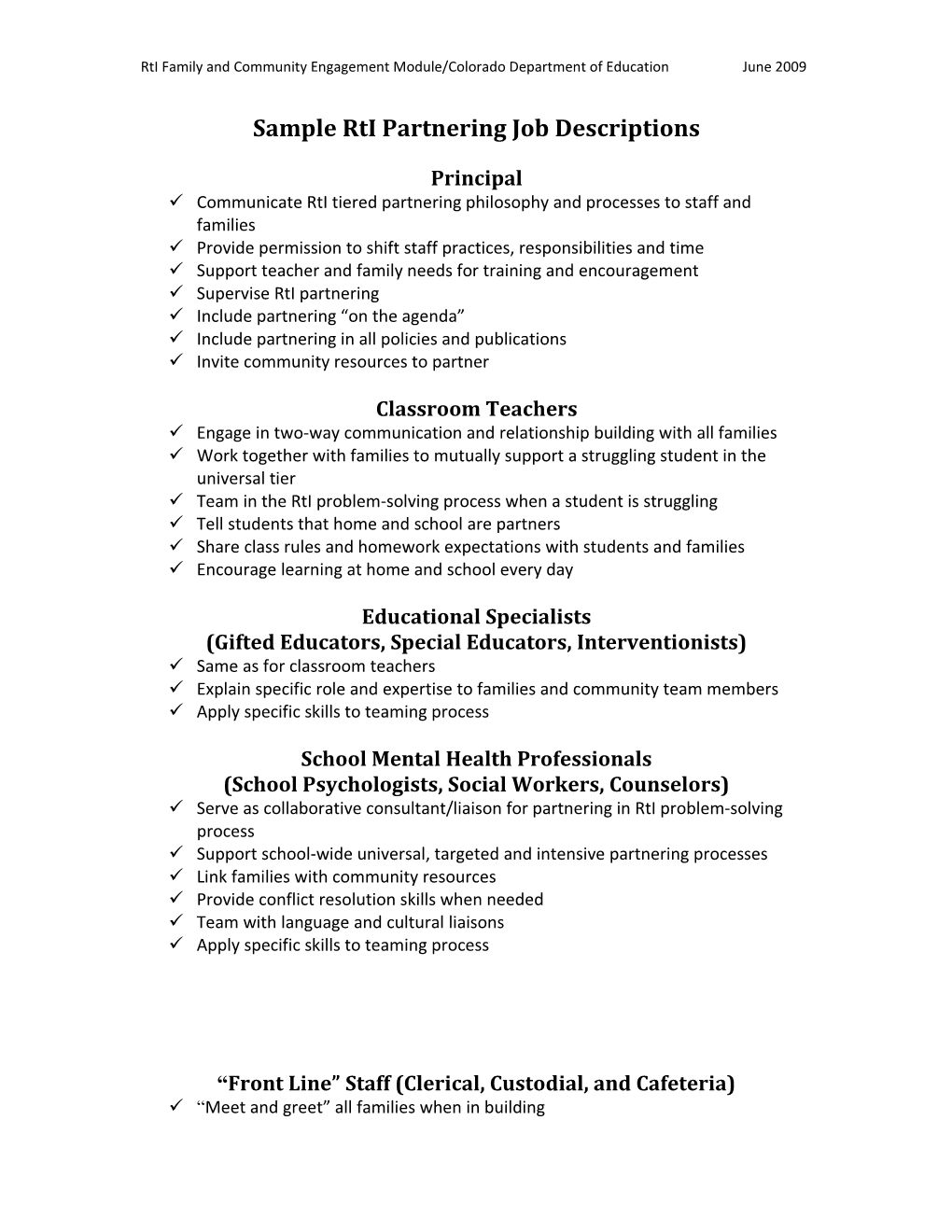 Sample Rti Partnering Job Descriptions