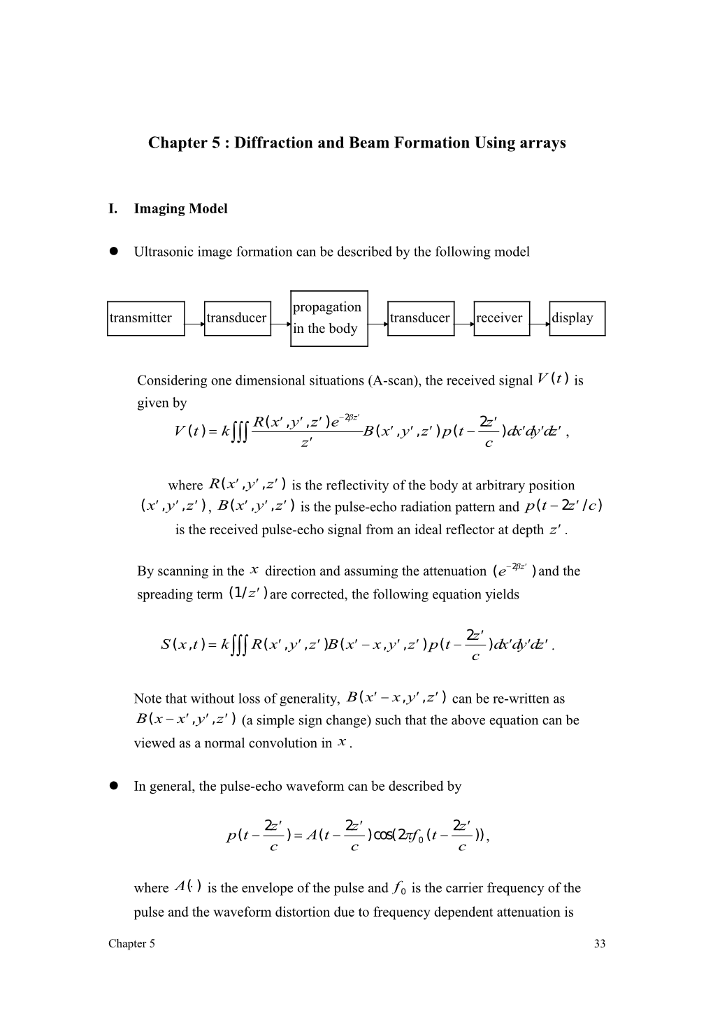 Chapter 5 : Diffraction and Beam Formation Using Arrays