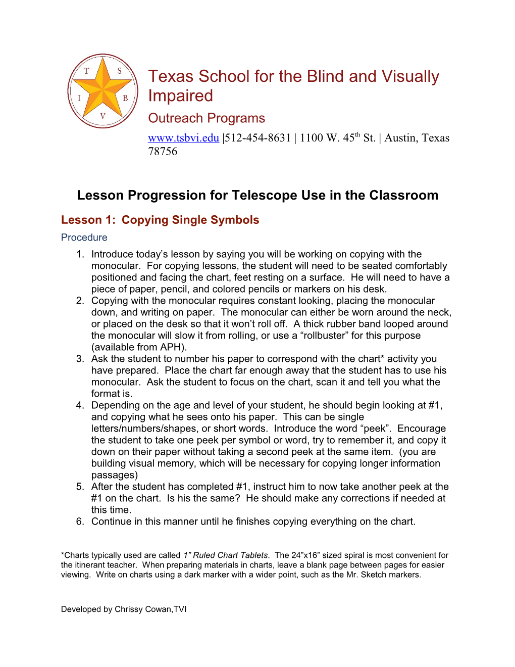 Lesson Progression for Telescope Use in the Classroom