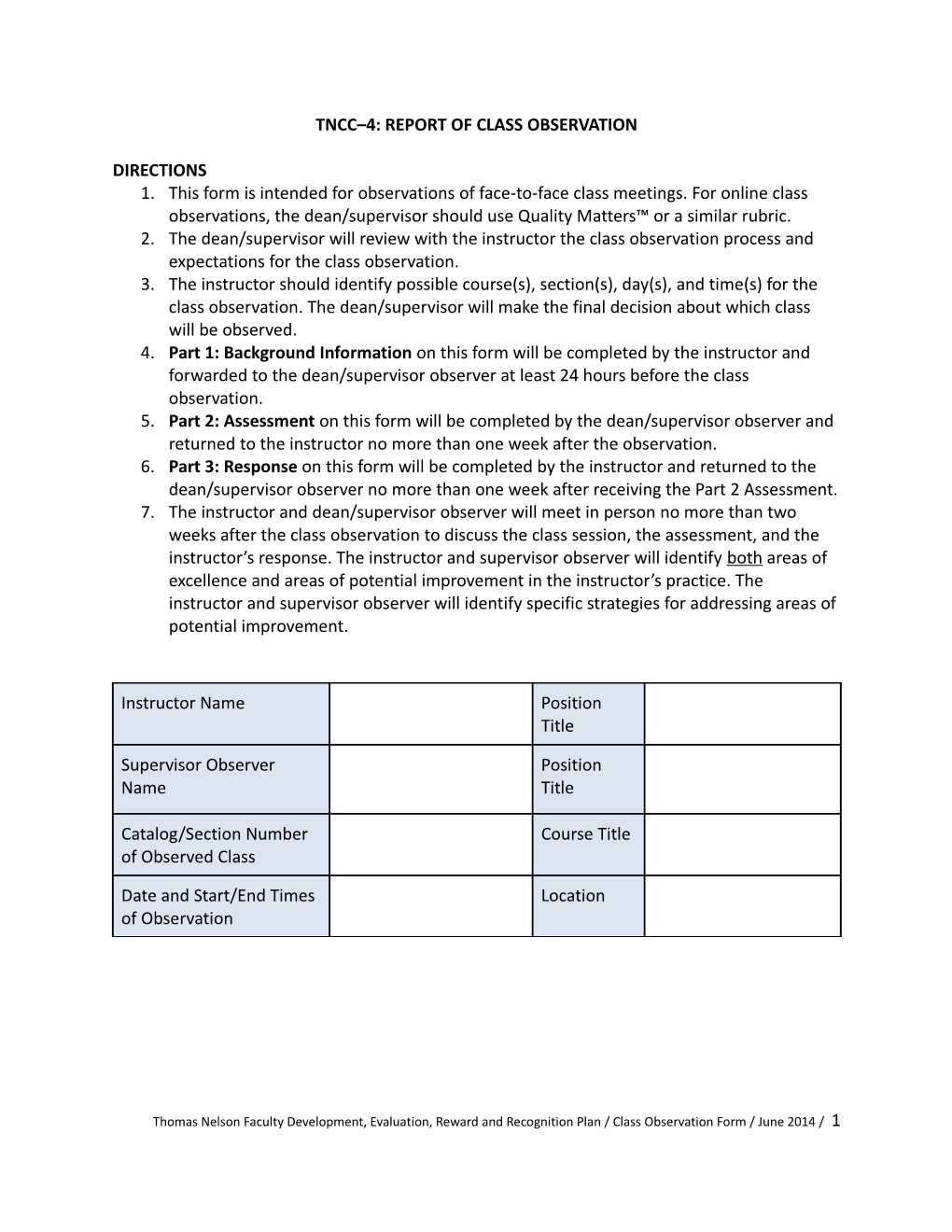 TNCC 4:Report of Class Observation