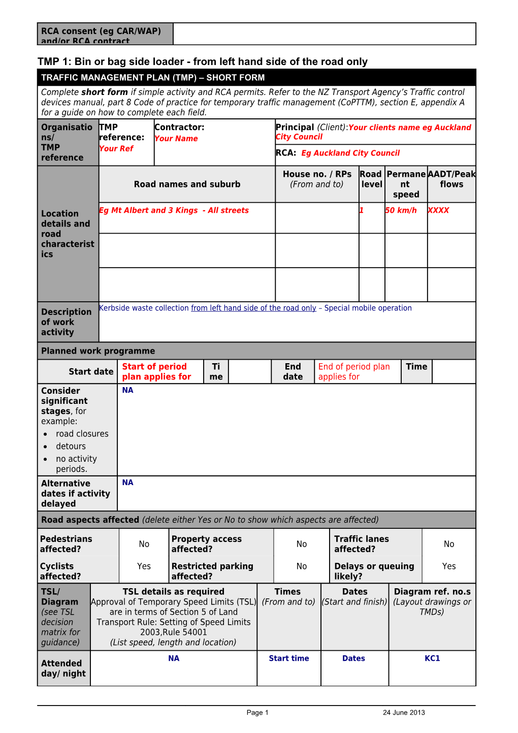 Temporary Traffic Control - Code of Practice