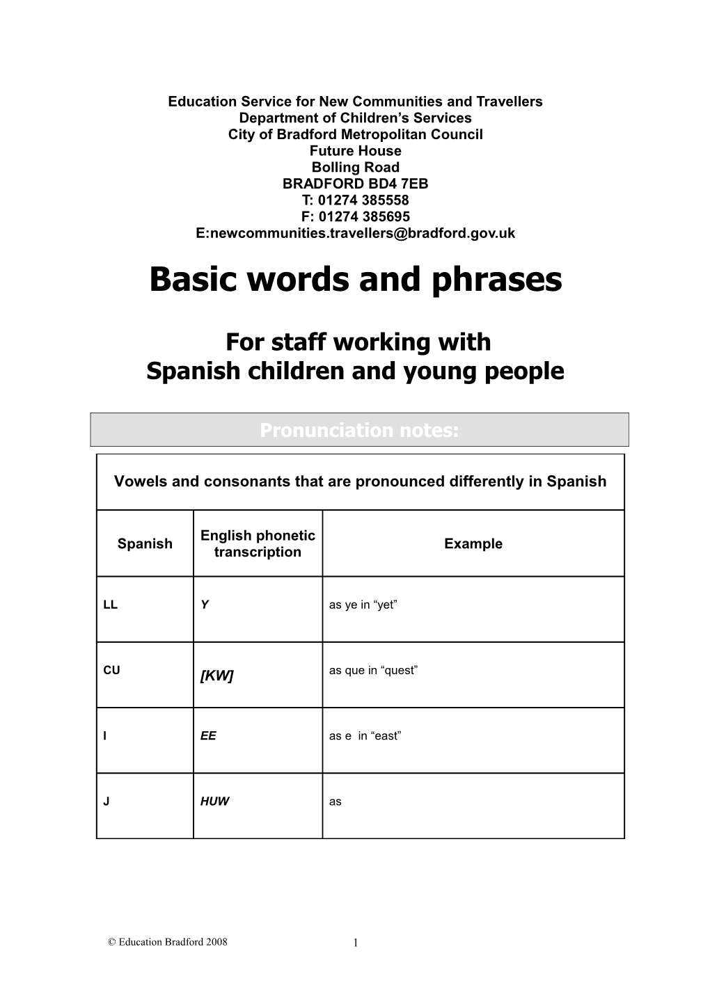 Basic Words and Phrases