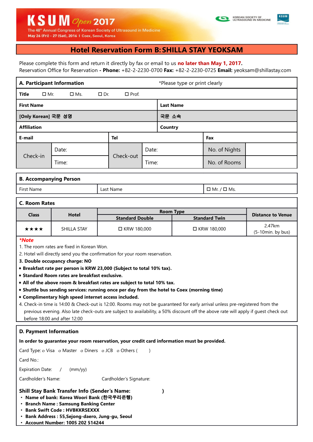 Please Complete This Form and Return It Directly by Fax Or Email to Us No Later Than May1