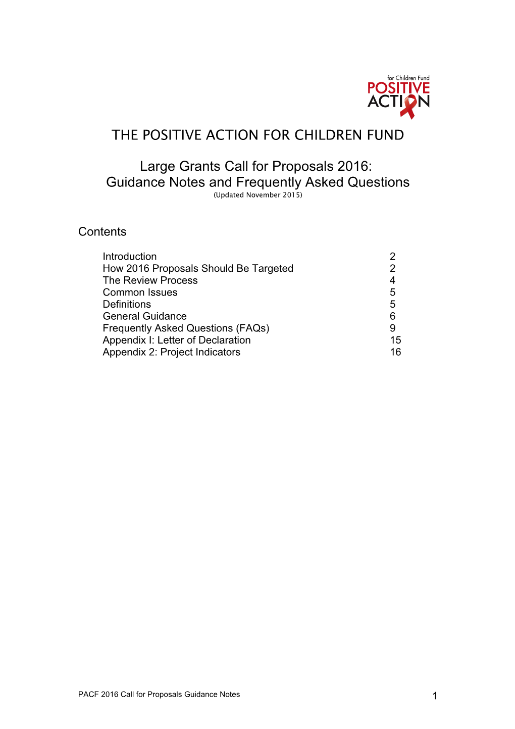 The Positive Action for Children Fund