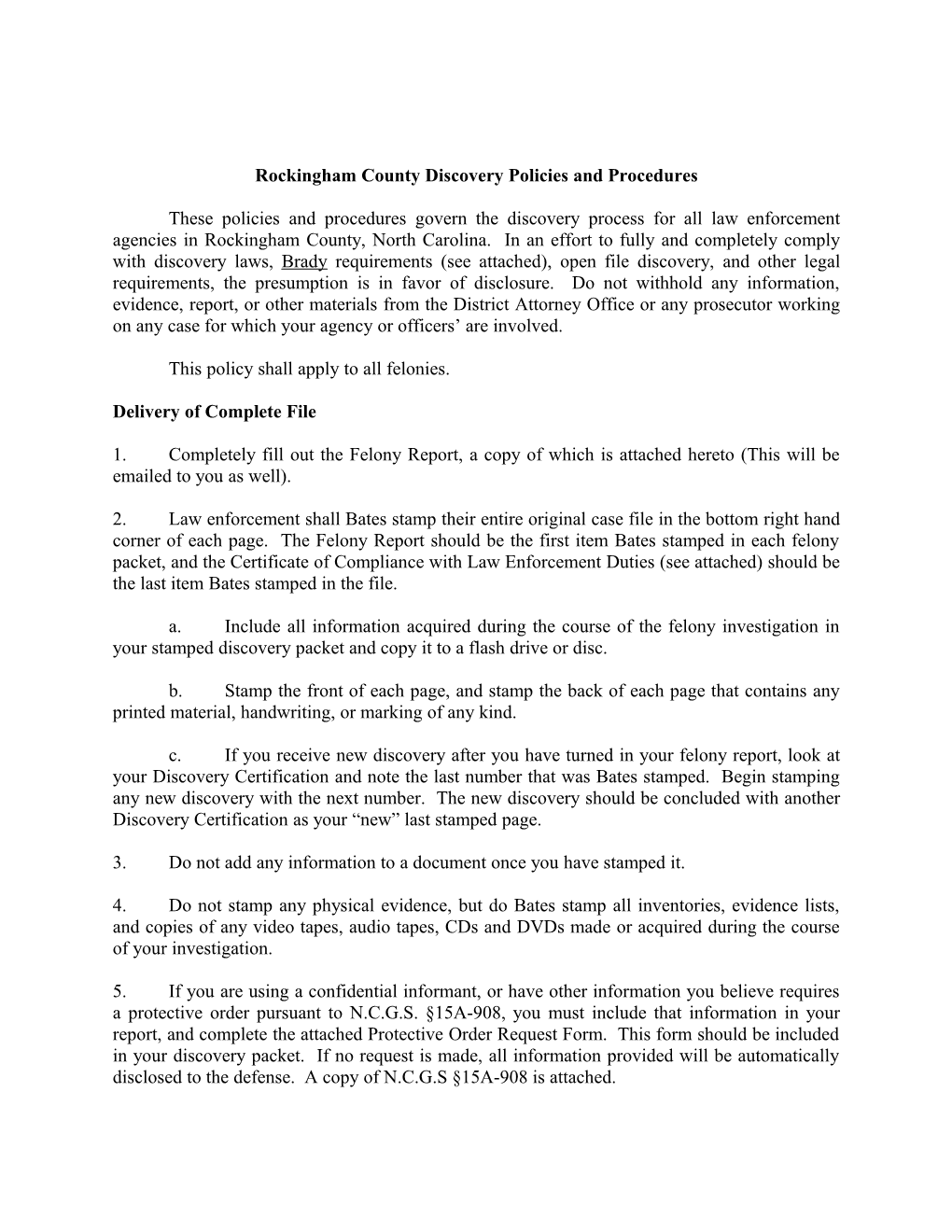 Rockinghamcounty Discovery Policies and Procedures