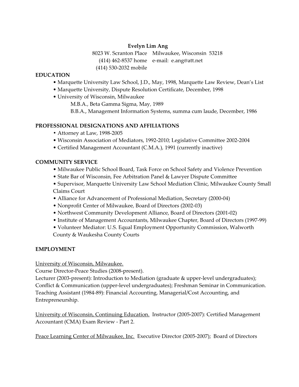 Evelyn L. Ang Resume