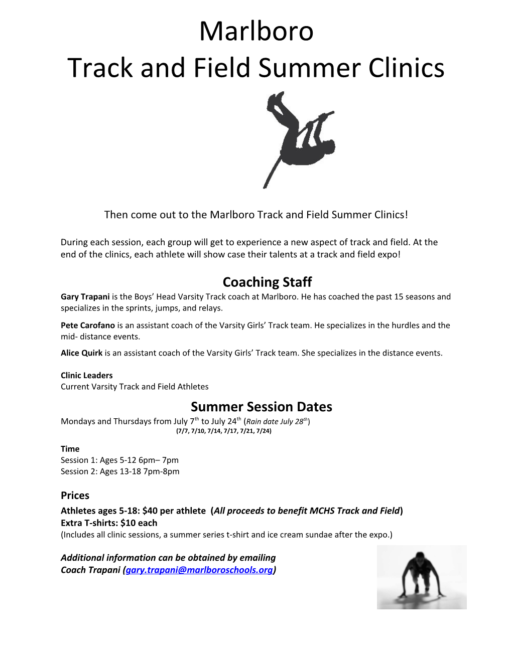 Track and Field Summer Clinics