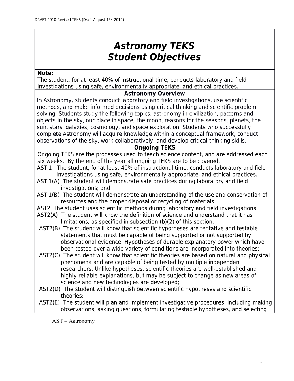 Grade 5 Student Objectives