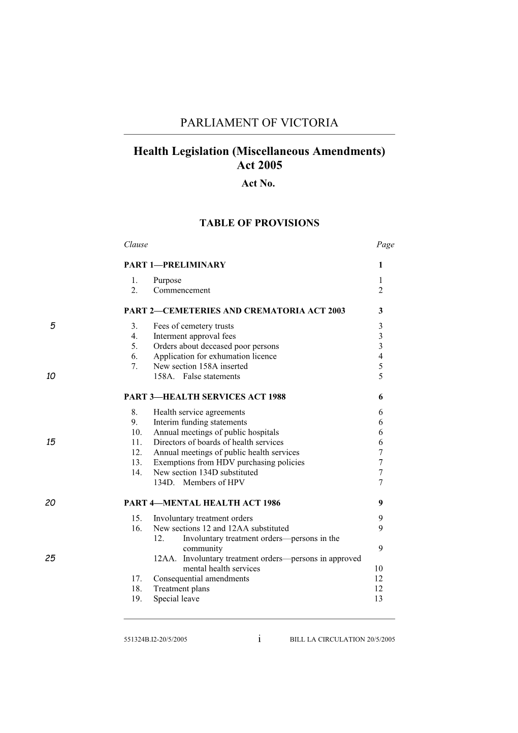 Health Legislation (Miscellaneous Amendments) Act 2005