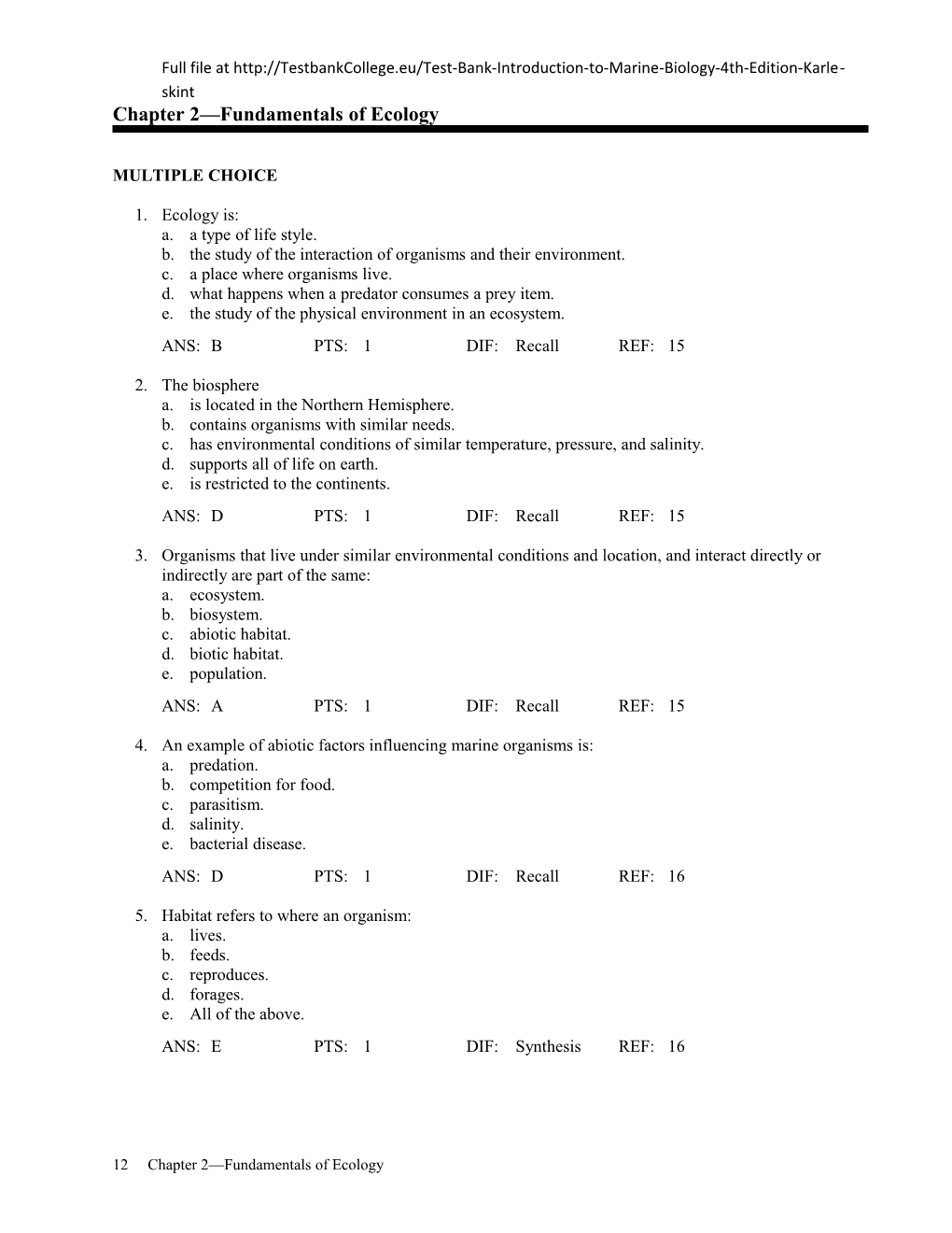 Chapter 2 Fundamentals of Ecology