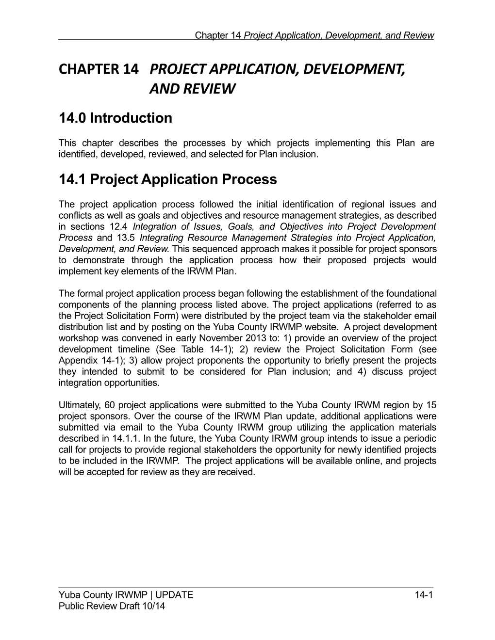Chapter 14Project Application, Development, and Review